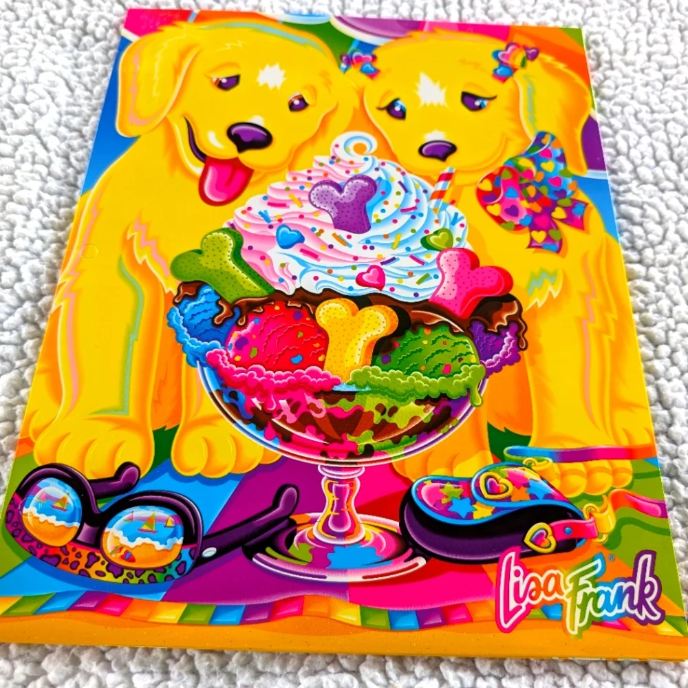 Vintage 90’s Lisa Frank Casey Candy Puppy Love Ice Cream Sundae Beach Fo…